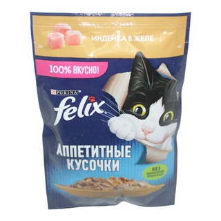 Корм для кошек Феликс аппетитные кусочки индейка 75г